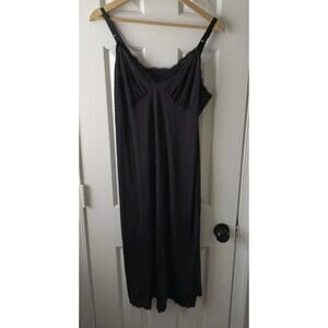Vintage Shadowline Black Nylon Slip 40 Lace Lingerie Pinup Boudoir Glam